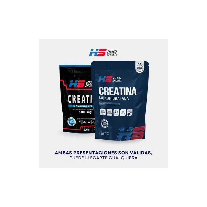 Creatina Monohidratada 800gr 160 Servicios Hero Sport Sabor Sin sabor