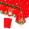TOPWAYS Christmas Table Cloth, Red Santa and Snowman Christmas Disposable