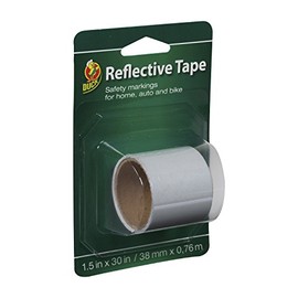 Duck Brand 896385 Self-Adhesive Reflective Tape, 1.5-Inch x 30-Inch Single Roll, White