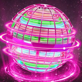 DODARK 2024 Flying Orb Ball Toy, Globe Flying Ball 2.0, Boomerang Galaxy Ball Drone with RGB Light, Magic Floating Ball Soaring Mini Drone Gift for Boys Girls Kids Adults (Pink)