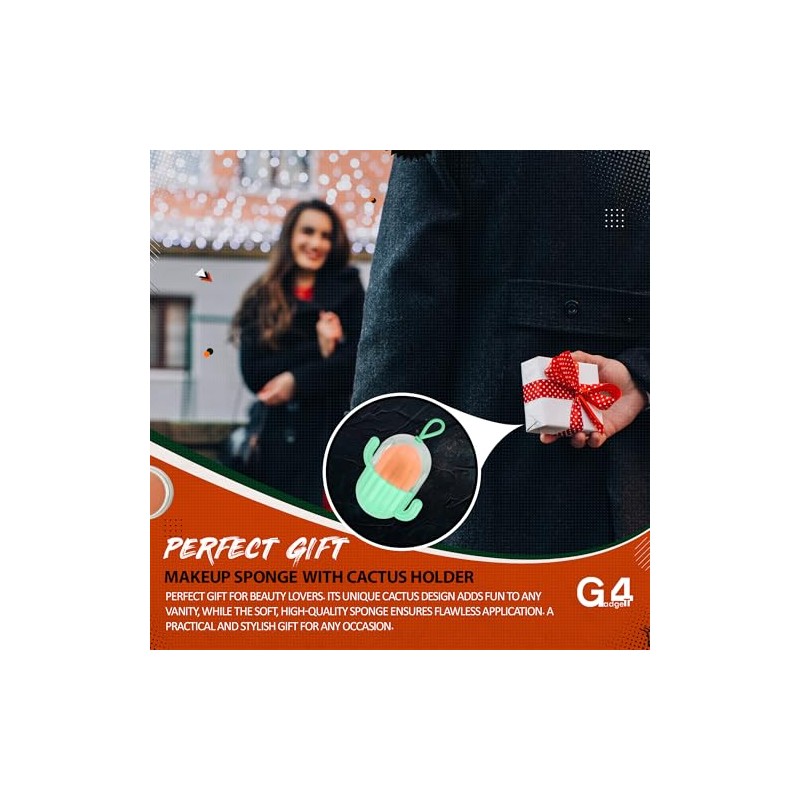 G4GADGET 1 PCS Makeup Sponge with Cactus Storage Box, Compact