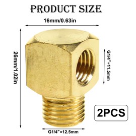 Pack of 2 Angle 90 Degree Fittings, 1/4 Inch Male Thread x 1/4 Inch Female Thread 90° Angle Brass Fittings, DN8 Thread Angle Connector Pipe Fitting, Pipe Fittings for Pipe Connection Conversion