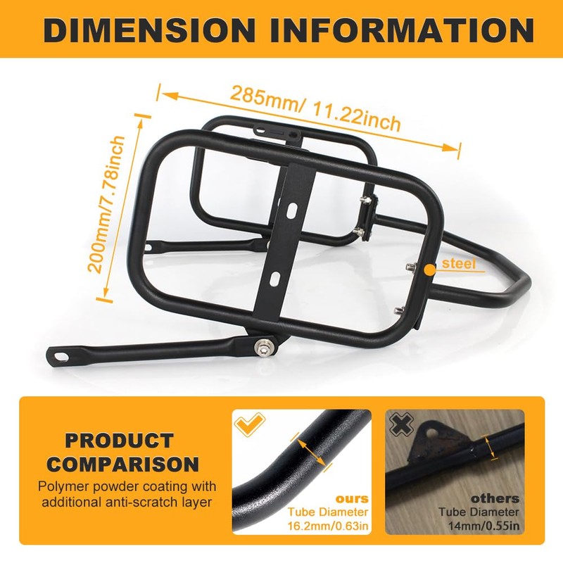REARACE Saddlebag Support Racks, Motorcycle Pannier Racks Side Carrier Fit