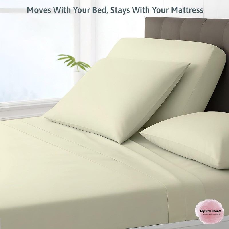 MyGiza Sheets 4 Pcs Top Split King Sheet Sets for