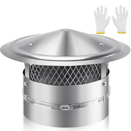 8 Inch Chimney Cap, 8" Stainless Steel Cone Top Chimney Cap with Screen, Adjustable and Reinforced Round Chimney Cap, Chimney Cover for Vents,Rain Cap for All-Round Chimney,8 Inch Round Chimney Cap