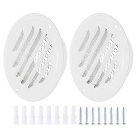 PATIKIL 3" Round Air Vent Cover, 2pcs Stainless Steel Louvered Wall Inlet Outlet Grill Screen Mesh Ducting Soffit Vent with Screws for Ventilation, White