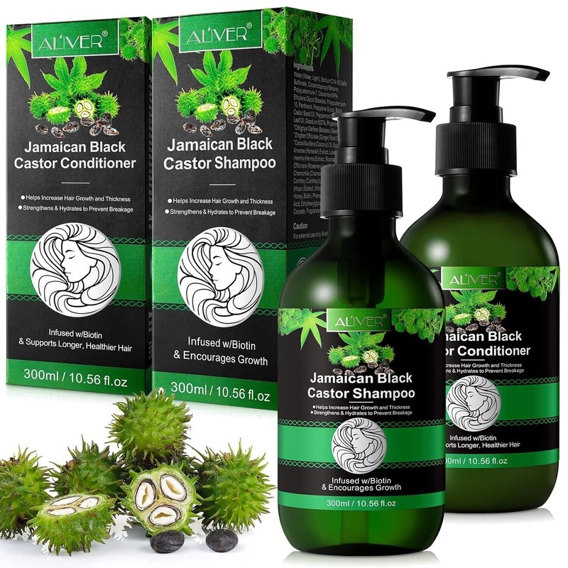 ALIVER Jamaican Black Castor Oil Shampoo and Conditioner Set Curly