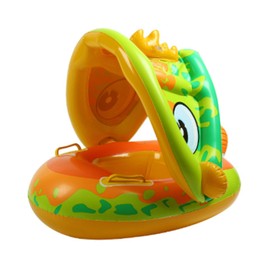 Swim Ring Awning Unique Shape Gasbag Comfortable Backrest Swimming Ring for Children Dinosaur Sunshade Boat
