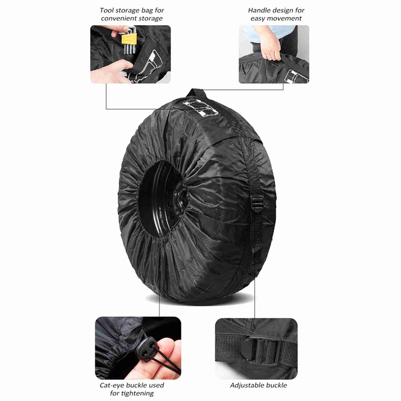 4PCS Tire Covers, Waterproof Spare Tire Covers Tough Tire Wheel