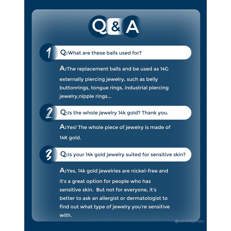 OUFER 9K Solid Gold Replacement Ball Externally Threaded for Belly