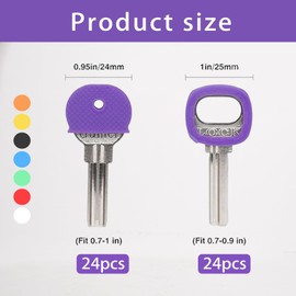 Key Caps Set, Colourful Key Caps in 8 Colours, Round and Semicircular Key Markings, Key Protection and Key Marking for Easier Identification of Keys (48 Pieces)