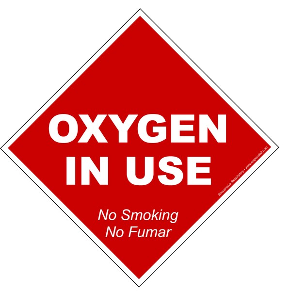 Responsive Respiratory No Smoking - Oxygen In Use Static Cling