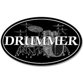 Oval Drummer Sticker (Drums Band Decal Music Musician Vinyl Decal)
