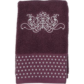 Mathilde M - Romantic French Parisian Style Cotton Towels (Face Towel 30 x 50 cm, Douce Arabesque Prune)
