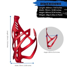 Corki Cycles Bike Water Bottle Holder Aluminum Alloy, Universal Bike Water Bottle Cage for Road, Mountain and Gravel Bikes -1 Pack - Red