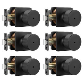 Goldenwarm Matte Black Door Knobs Interior, Privacy Bedroom Door Knob with Lock, Black Interior Door Knobs Bathroom 6 Pack