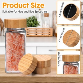 28 Pieces Bamboo Jar Lids Airtight Spice Jars Lids Fits 4 oz and 8 oz Square Spice Jars Reusable Bamboo Can Lids Bamboo Wooden Spice Lid Storage Jars Canning Lids for Nice Sealing Kitchen Organization