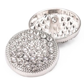 5 botones redondos de metal con diamantes de imitación, decoración de moda de lujo para ropa, accesorios de costura