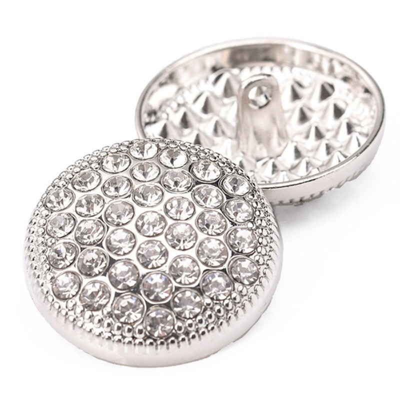 5 botones redondos de metal con diamantes de imitación, decoración