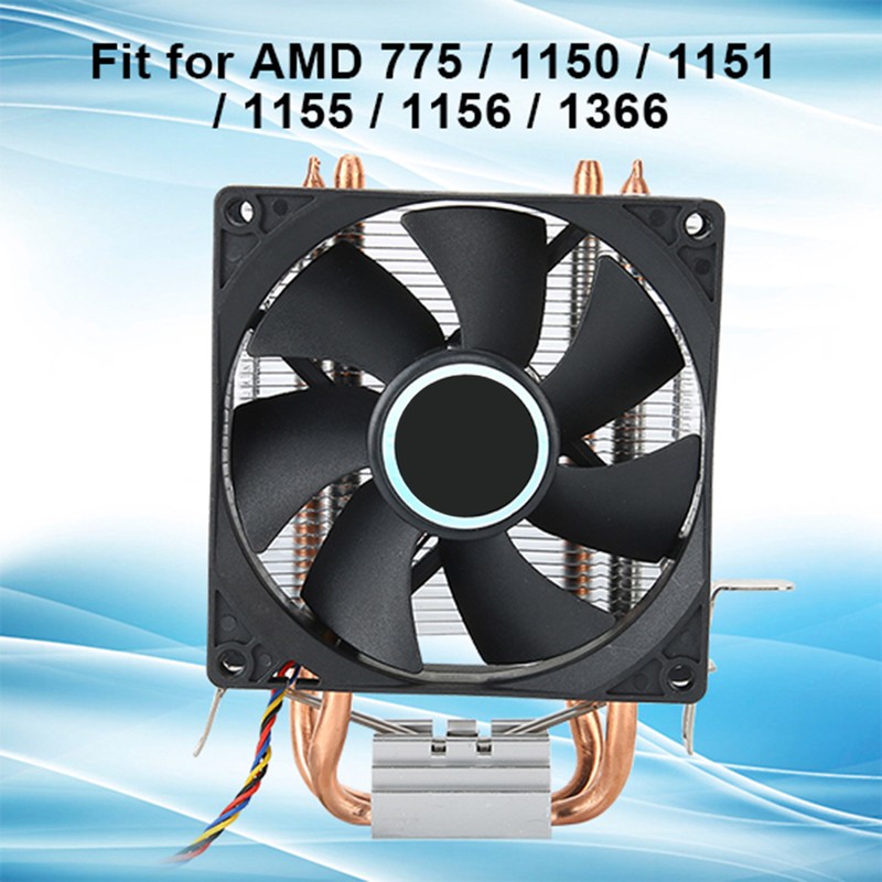 CPU Fan 4 Pin Connector Down Blow 2 Brass Pipe