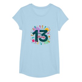 13 Birthday Thirdesignn & Thriving Celebration Gift T-Shirt, Girls, Baby Blue