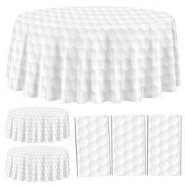 PTECDROTS 3Pcs Golf Tablecloths - Round Golf Party Table Covers White Golf Pattern Table Cloth for Kids Sports Golf Birthday Party Supplies，213cm