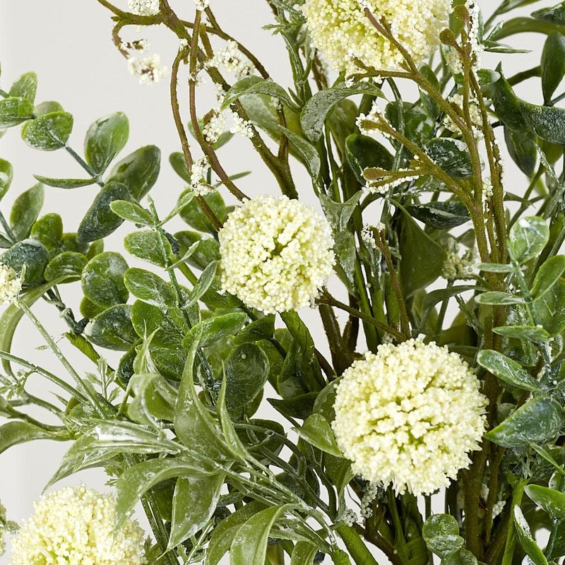 Factory Direct Craft Cream Artificial Thistle and Eucalyptus Bush for