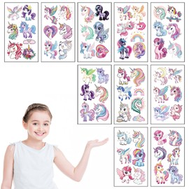 10 Sheets Temporary Tattoo for Kids, Unicorn Waterproof Tattoo Stickers, for Teens Boys and Girls Arm Face Transfer Tattoos, Kids Birthday Party Gifts Party Bag Fillers