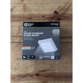 Commercial Electric CE 5in White Square Adjustable LED W/nightlight  Flush Mount J-Box Dimmable