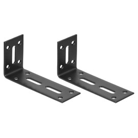 sourcing map Adjustable L Corner Braces, 2Pcs 120 x 60 x 40mm Cold Rolled Steel L Corner Code, 90 Degree Slotted Angle Brace Bracket for Furniture Mending, Black