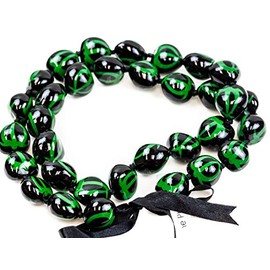 Barbra Collection Hawaiian Style Kukui Nut Lei Hand Painted Green Turtle 32 Inches
