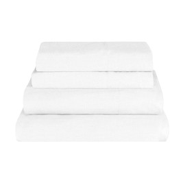 Superior Cotton Linen Blend Sheet Set, Bedsheets for Home Decor, Modern Solid Bedding Includes 1 Oversized Fitted Sheet, 1 Flat Sheet, 2 Pillowcases, Bedroom Essentials, California King Size, White