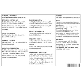 King Cole Dolls Clothes Knitting Pattern 4000