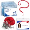 Red Lanyards for ID Badges 10 Pack with ID Holder,