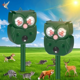 2 Pack Cat Repellent Outdoor, Waterproof Solar Ultrasonic Animal Repellent, Deer Repellent with Motion Detection and LED Flash Light,Effectively Scares Animals Out of Yard Garden Farm