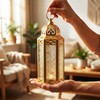 VELA LANTERNS 10.5" Gold Moroccan Candle Lantern Decorative Candle Holder