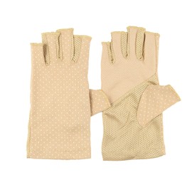 JURUAA Womens Sunblock UPF Fingerless Gloves Summer UV Protection Driving Cotton Gloves Khaki