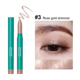 Qeetvia Rose Gold Eyeshadow Stick Makeup, Eye Brightener Stick, Waterproof Hypoallergenic Long Lasting Eyeliner Pen, Glitter Primer Palette Shimmer Cream Crayon