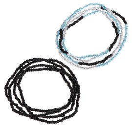 Holibanna 2Pcs Waist Belly Chain Body Bead Boho Bikini Chain Summer Beach Stretchy Bead Bracelet Necklace Anklet Chain Body Jewelry for Women Female