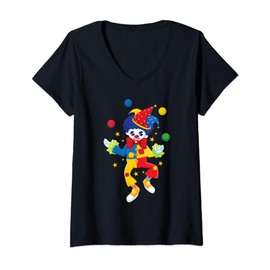 Womens Clown Juggling Juggler Gift Circus Staff Carnival Costume V-Neck T-Shirt