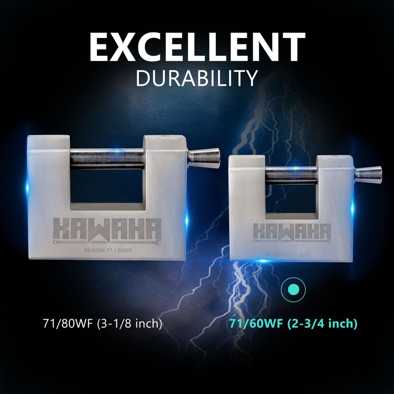 KAWAHA 71/60KD-5SK Stainless Steel D-Shaped Heavy Duty Padlock with Key