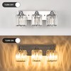 Haolaike 3 Lights Crystal Bathroom Vanity Light Modern Chrome Bathroom