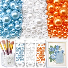Towenm 2300PCS No Hole Pearl Beads for Vases Filler, Floating Pearls for Centerpieces Vases, Faux Pearl Beads for Crafts Wedding Party Decor Jewelry Making (4/6/8/10/14/20mm) White Orange Light Blue