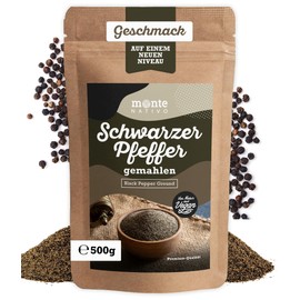 Black Pepper ground Monte Nativo (500g) - Ground Pepper - Finely ground Peppercorns - Black Pepper powder - Perfect for Cooking - Dried Spices by Monte Nativo