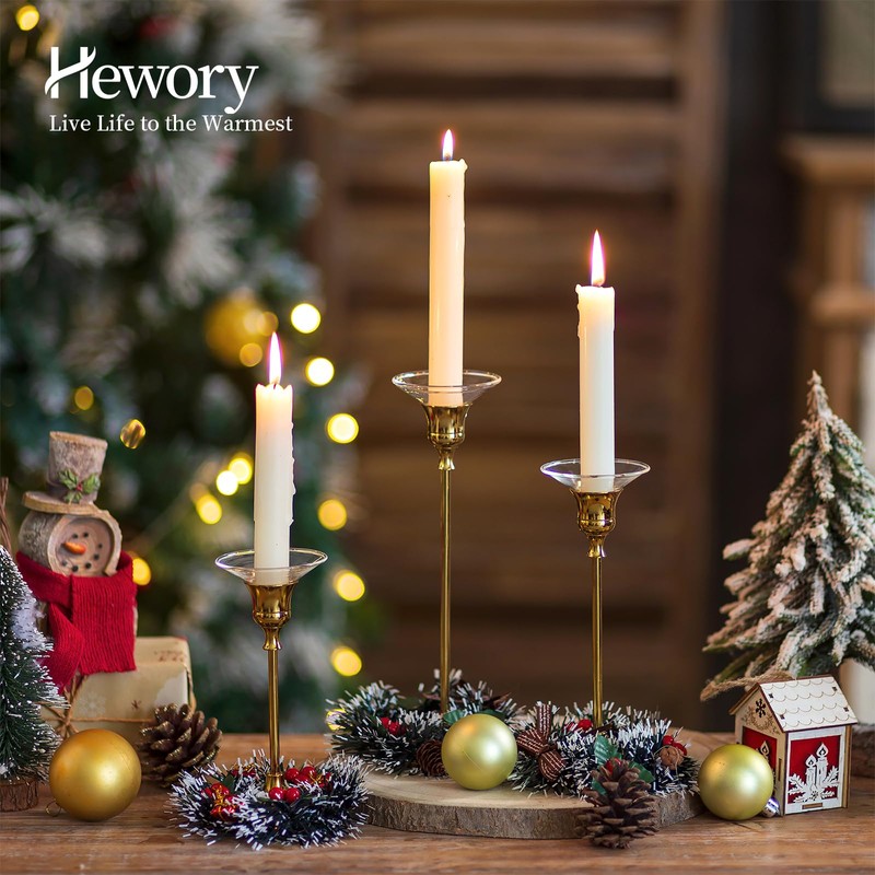 Hewory Glass Bobeches for Candlestick Holders, 12 Pcs Candle Drip