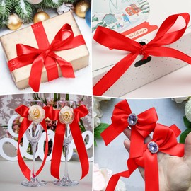 Red ribbon, gift ribbon, satin ribbon, wedding ribbon, silk ribbon, decorative ribbon, fabric ribbon, red ribbon, gift ribbon, red, red ribbon, 20 mm x 22 m, 1 piece