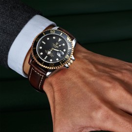 Stanchev Leather Watch Bands for Men, 18mm-26mm, Black & Brown, Quick Release, Compatible with 18mm, 20mm, 22mm, 24mm, 26mm Lug Watch Models