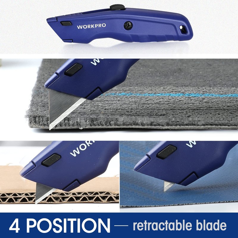 WORKPRO Premium Utility Knife, Retractable All Metal Heavy Duty Box