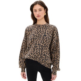 ANINE BING Women's Miles Sweatshirt, Leopard, Brown, Print, S