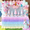 14ft Rainbow Tutu Tulle Table Skirt for Rectangle Round Tables